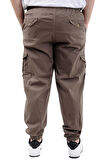 Mode XL Büyük Beden Erkek Keten Kargo Jogger Valencia 21911 Toprak