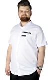 Mode XL Büyük Beden Gömlek Baskılı Play 22365 Beyaz