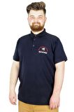 Mode XL Büyük Beden T-Shirt Polo New World 22339 Lacivert
