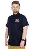 Mode XL Büyük Beden T-Shirt Polo Embiriodery M 22343 Lacivert