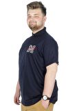 Mode XL Büyük Beden T-Shirt Polo Embiriodery M 22343 Lacivert