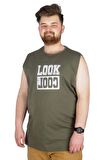 Mode XL Büyük Beden Atlet Baskılı Look Cool 22165 Haki