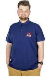 Mode XL Büyük Beden T-Shirt Polo Design MX  22346 İndigo