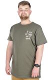Mode XL Büyük Beden T-Shirt Bisiklet Yaka Work 22179 Haki