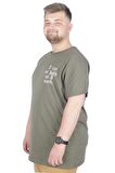 Mode XL Büyük Beden T-Shirt Bisiklet Yaka Work 22179 Haki
