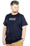 Mode XL Büyük Beden T-Shirt Bisiklet Yaka Mode 22180 Lacivert