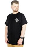 Mode XL Büyük Beden T-Shirt Bisiklet Yaka Norse 22182 Siyah