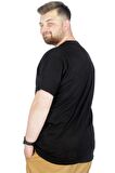 Mode XL Büyük Beden T-Shirt Bis Yaka Prayers 22185 Siyah
