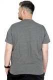 Mode XL Büyük Beden T-Shirt Bis Yaka Black Series 22189 Antramelanj