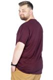 Mode XL Büyük Beden T-Shirt Bis Yaka Black Series 22189 Mürdüm