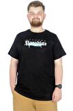 Mode XL Büyük Beden T-Shirt Bis Yaka Paradise 22199 Siyah