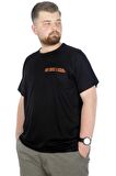 Mode XL Büyük Beden T-Shirt Bisiklet Yaka Human 22168 Siyah