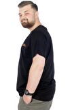Mode XL Büyük Beden T-Shirt Bisiklet Yaka Human 22168 Siyah