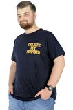Mode XL Büyük Beden T-Shirt Bisiklet Yaka Delete 22169 Lacivert