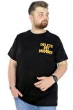 Mode XL Büyük Beden T-Shirt Bisiklet Yaka Delete 22169 Siyah