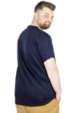 Mode XL Büyük Beden T-Shirt Bis Yaka Antisocial 22187 Lacivert