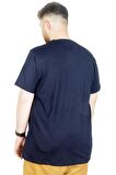 Mode XL Büyük Beden T-Shirt Bis Yaka Mode 22196 Lacivert