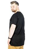 Mode XL Büyük Beden T-Shirt Bis Yaka Mode 22196 Siyah