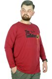 Mode XL Büyük Beden T-Shirt Bisiklet Yaka Godfather 22200 Bordo