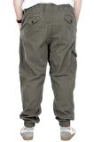 Mode XL Büyük Beden Erkek Gabardin Kargo Jogger Pantolon  Doğa 21927 Haki