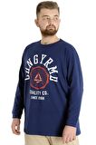 Mode XL Büyük Beden Erkek Tshirt Uzun Kol Quality Co 22099 İndigo