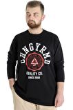 Mode XL Büyük Beden Erkek Tshirt Uzun Kol Quality Co 22099 Siyah
