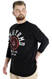 Mode XL Büyük Beden Erkek Tshirt Uzun Kol Quality Co 22099 Siyah