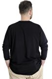 Mode XL Büyük Beden Erkek Tshirt Uzun Kol Quality Co 22099 Siyah