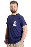 Mode XL Büyük Beden Erkek T-shirt FINGERMARK 23201 İndigo