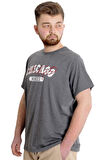 Mode XL Büyük Beden Erkek T-shirt CHICAGO 23105 Antramelanj
