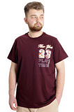 Mode XL Büyük Beden Erkek T-shirt NEW YORK 23113 Mürdüm