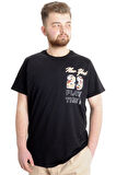 Mode XL Büyük Beden Erkek T-shirt NEW YORK 23113 Siyah