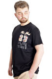Mode XL Büyük Beden Erkek T-shirt NEW YORK 23113 Siyah