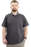 Mode XL Battal Beden Erkek Tshirt Polo Yaka Nakışlı Klasik Pike 20553 Antrasit