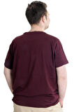 Mode XL Büyük Beden Erkek T-shirt DENIM 23115 Mürdüm