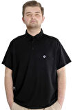 Mode XL Büyük Beden Erkek T-shirt Polo Cepli Golf WAFFLE 23320 Siyah