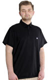 Mode XL Büyük Beden Erkek T-shirt Polo Cepli Golf WAFFLE 23320 Siyah