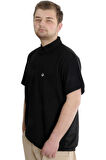 Mode XL Büyük Beden Erkek T-shirt Polo Cepli Golf WAFFLE 23320 Siyah