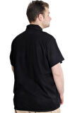Mode XL Büyük Beden Erkek T-shirt Polo Cepli Golf WAFFLE 23320 Siyah