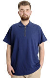 Mode XL T-shirt Polo Likralı Fermuarlı Yaka 21029 İndigo