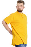 Mode XL Büyük Beden Erkek T-shirt Hakim Yaka MD LOGO 22326 Hardal