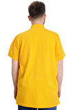 Mode XL Büyük Beden Erkek T-shirt Hakim Yaka MD LOGO 22326 Hardal