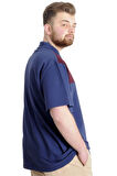 Mode XL Büyük Beden Erkek T-shirt Polo FRAGMENTED 23325 İndigo