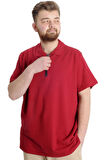 Mode XL T-shirt Polo Likralı Fermuarlı Yaka 21029 Bordo
