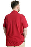 Mode XL Büyük Beden Erkek T-shirt Polo FRAGMENTED 23325 Bordo