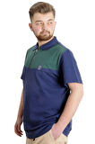 Mode XL Büyük Beden Erkek T-shirt Polo FRAGMENTED 23325 Mavi
