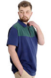Mode XL Büyük Beden Erkek T-shirt Polo FRAGMENTED 23325 Mavi