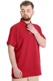 Mode XL Büyük Beden Erkek T-shirt Polo ADVENTURE 23323 Bordo