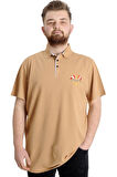 Mode XL Büyük Beden Erkek T-shirt Polo MODE TEAM 23324 Bej
