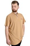 Mode XL Büyük Beden Erkek T-shirt Polo MODE TEAM 23324 Bej